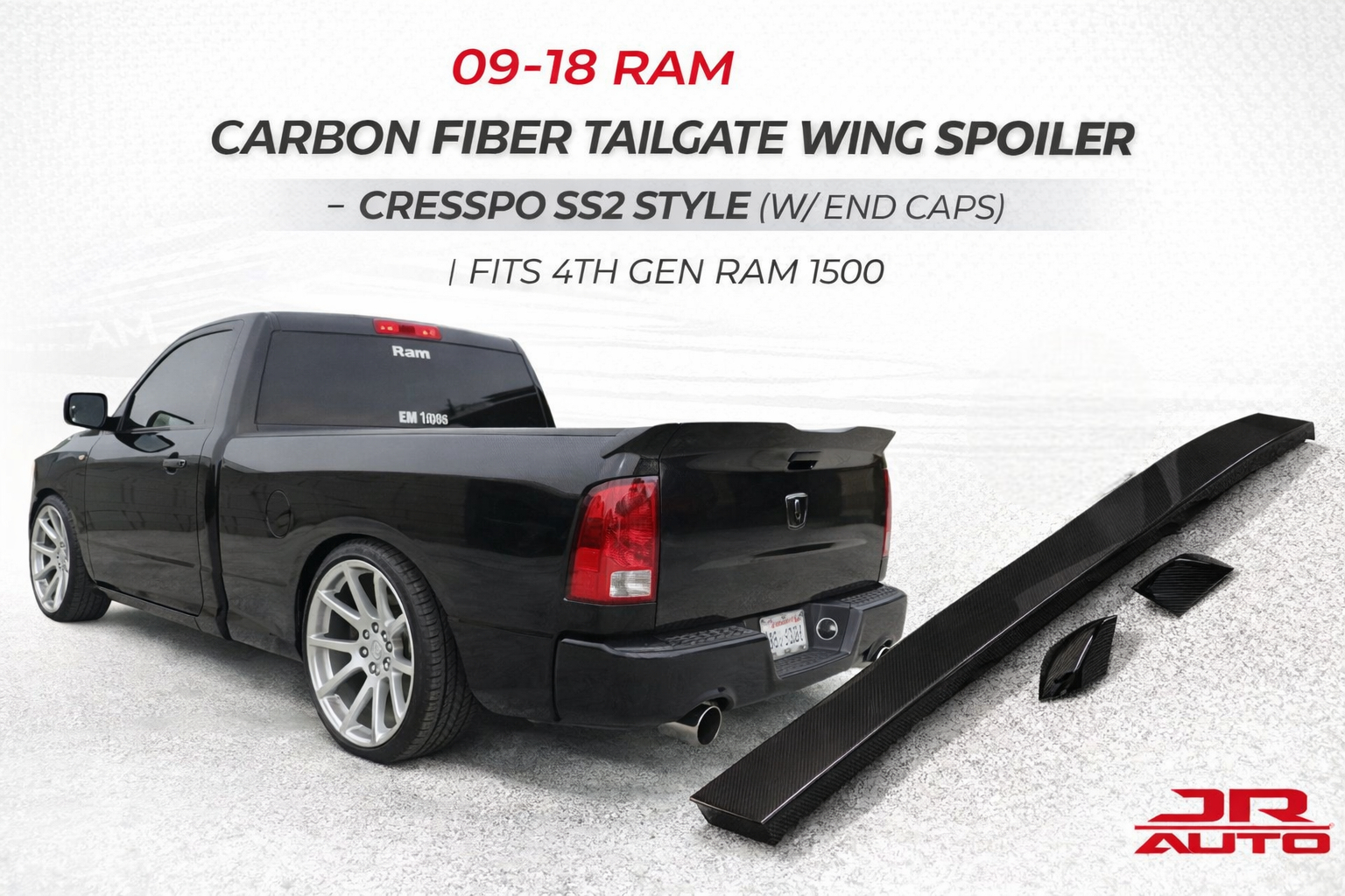 Rear Wing Spoiler Lip For 2009-2018 Dodge Ram – Unfinished Fiberglass – Made In USA