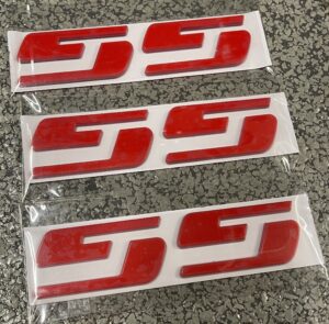 Chevy SS Hard Plastic Red Chrome Black Nameplate Decal Emblem