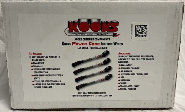 Kooks 750204 11mm 8pc Grey Spark Plug Ignition Power Core Wires 99-17 GMC Chevy - Image 3