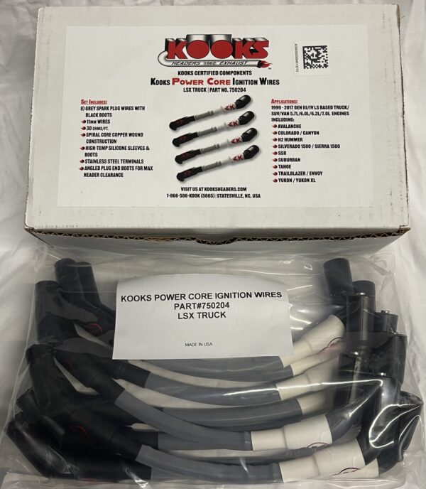 Kooks 750204 11mm 8pc Grey Spark Plug Ignition Power Core Wires 99-17 GMC Chevy - Image 2