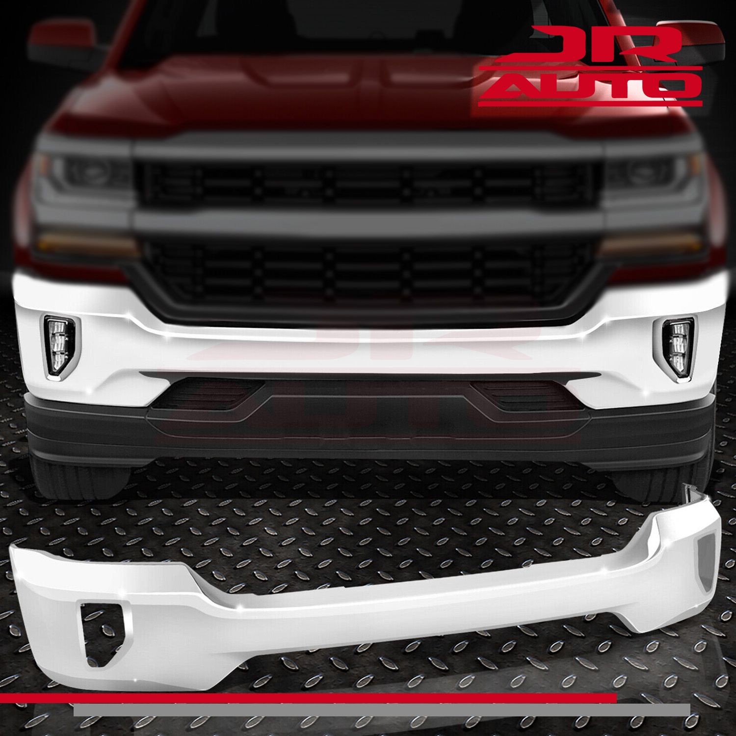 09 2016 2019 Chrome Front Bumper with SensorFog Light Holes for 16 19 Chevy Silverado 1500 OEM V2