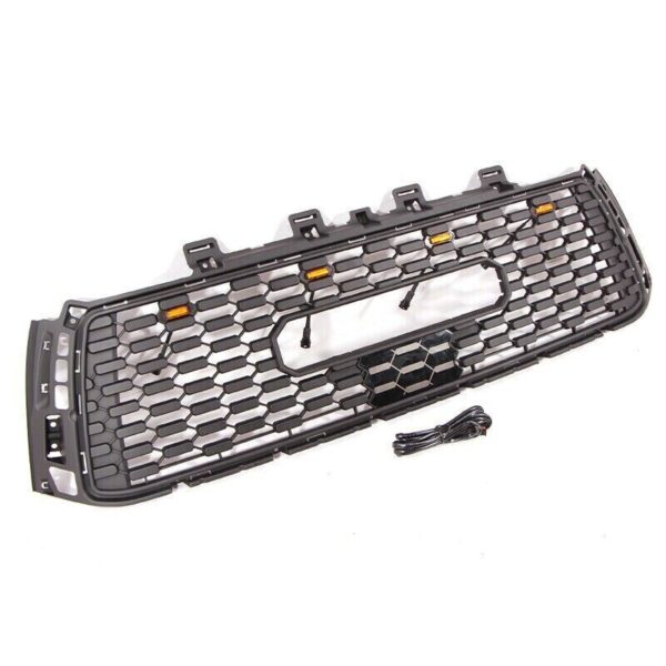 2010-2013 Sport Front Grille Fits for Tundra Amber Lights Matte Black W/Letters