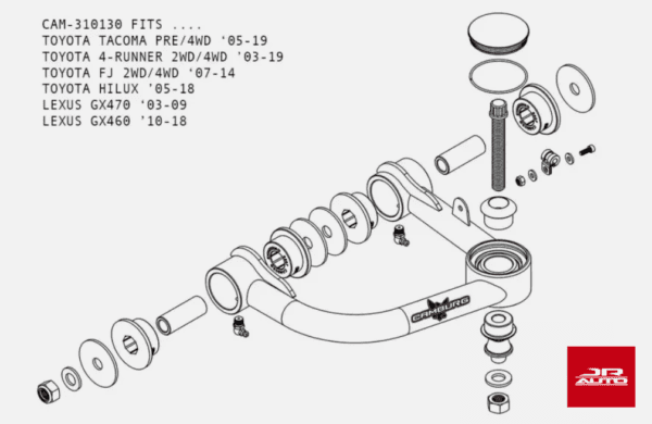 Camburg CAM-310130 for Toyota Tacoma Pre/4WD 05-23 1.25 Performance LIFT UPPER CONTROL ARMS