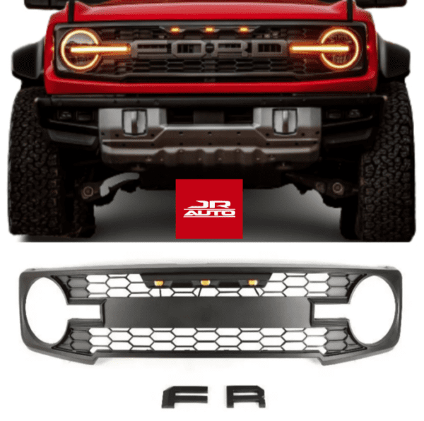 21-24 Ford Bronco Raptor Grille Grill w/ Letters & LED Lights 2021-2024