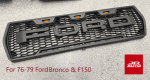 76-79 Ford F150 Bronco Raptor Grille Grill w/ Letters & LED Lights 1976-1979