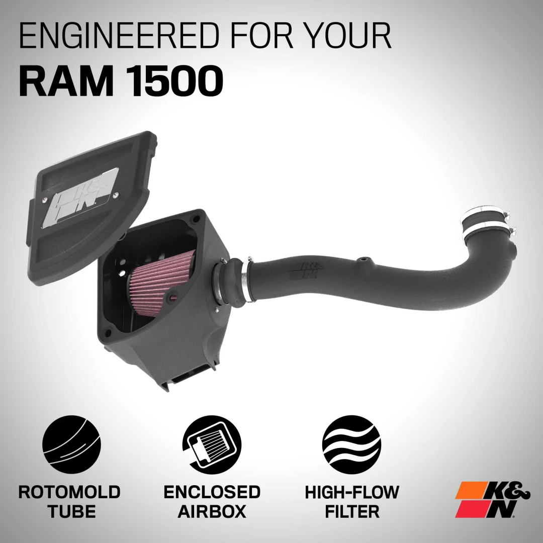 21-26 Dodge Ram 1500K&N Performance High Flow Cold Air Intake 3.6L V6 Roto-Mold Tube - Image 2